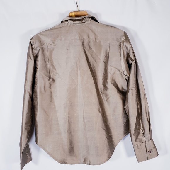 Connie Roberson Silk Blouse Med gold holiday - Picture 5 of 6